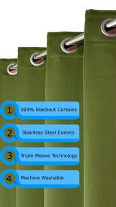 Hot Selling 100% Blackout Curtains Tricot Breathable Lightweight Triple Weave Solid Drape <b>Fabric</b> Plain Style Noise-Reducing - Product Image 4