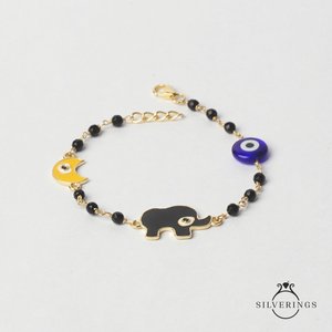 Bracelet à breloques en argent sterling 925, motif éléphant Nazar - Product Image 3