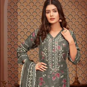 Nueva Organza paquistaní cosida con Kurtis bordados pesados con traje de Pent y Organza Dupatta con estampado Stanton opaco - Product Image 1