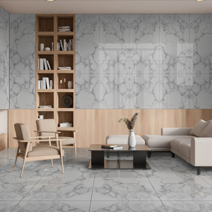 Azulejos vitrificados de porcelana esmaltada 600x1200mm Arabescato Vegli Acabado brillante Azulejos de suelo y pared de gran formato - Product Image 3