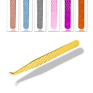 Pince à épiler d'extension de cils en acier inoxydable à pointe en fibre d'isolement 45 90 degrés Kit de 6 pièces - Product Image 5