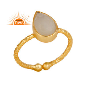 Best Quality Sterling <b>Silver</b> 18K Gold <b>Plated</b> Handmade Natural Rainbow Moon Stone Gemstone Ring Demi Fine Jewelry For Women - Product Image 1