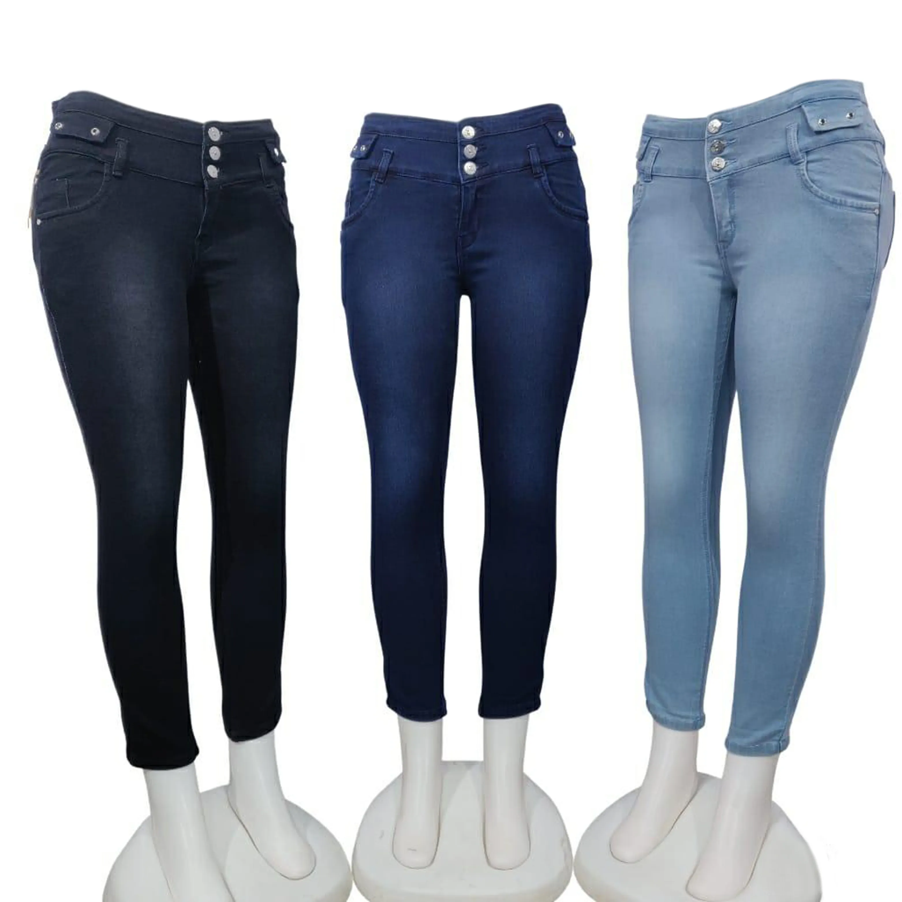 Wholesale Women Stretch Jeans Mid Waist Solid Color Women Slim Fit Pants Skinny Jeans Denim Pants Selling For Exports