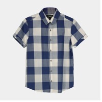 Baju Pria lengan pendek kotak-kotak, baju pria kasual lengan pendek, desain Logo kustom, serbaguna, untuk musim semi