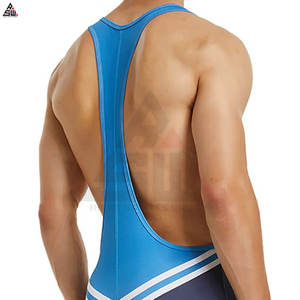 High Quality 100% Cotton Breathable Knitted Professional Weightlifting Uniforms <b>Men</b> Wrestling <b>Singlets</b> - Product Image 5