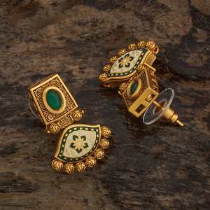 Boucles d'oreilles pendantes de style antique 182167 avec motif floral religieux tendance, en laiton, alliage de zinc, perle et diamant, pour mariages et fêtes - Product Image 4