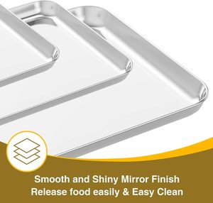 Juego de bandeja para hornear con estante (3 sartenes + 3 estantes), bandeja para hornear de acero inoxidable, Hoja para galletas con bandeja para estante de refrigeración - Product Image 2