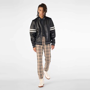 Veste bomber pour homme en polyester/coton, tendance, à capuche, courte, épaisse, d'hiver, en cuir brillant - Product Image 2