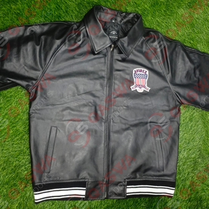 Chaquetas Avirex de Cuero Vacuno Premium para Hombre, Color Negro, Talla Personalizada, Chaqueta de Cuero Bordada Estilo Urbano - Product Image 3