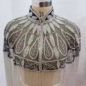 เดรสทรงตรงสไตล์เบอร์เลสก์ประดับด้วยไข่มุกและบราในตัวชุดสำหรับงานรื่นเริงคลับประดับด้วยลูกปัดปักเลื่อม - Product Image 3