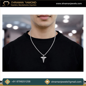 Collier minimaliste en argent 925 à la mode Glacé Caducée Logo de sauvetage médical Personnalisable Moissanite VVS Diamant Pendentif Cadeaux uniques - Product Image 5