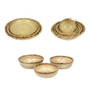 Cuenco de bambú hilado hecho a mano, mezcla de algodón, cuenco decorativo duradero para servir alimentos, utensilios de cocina para el hogar sostenibles - Product Image 1