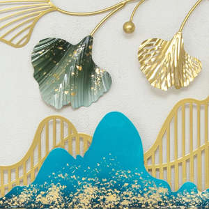 Tenture murale en métal de luxe en forme de cerf et de feuille Décoration d'art artisanale écologique pour bureau à domicile ou restaurant Style vertical - Product Image 5