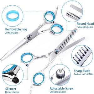 Ciseaux de coiffure professionnels, ciseaux de coiffure bleus, ciseaux tranchants en acier inoxydable japonais par Life Care Instr. - Product Image 5