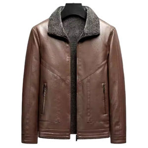 Mode hommes vestes en cuir véritable automne couleur unie populaire Simple décontracté pour veste en cuir pour hommes - Product Image 1