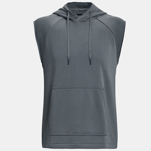 Vente en gros de sweats à capuche d'hiver brodés avec logo personnalisé pour hommes légers sans manches couleurs unies unisexe confortable musculation - Product Image 5