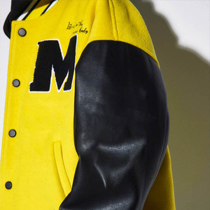Custom OEM Design Varsity Baseball <b>Men's</b> <b>Jacket</b> Leather Sleeve Letter Patch Embroidered Bomber <b>Velvet</b> <b>Jackets</b> - Product Image 4