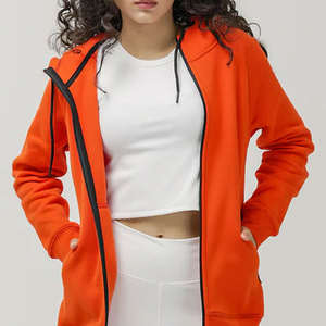 Fabricante al por mayor personalizado logotipo impreso mujeres sudaderas con capucha cremallera Streetwear OEM servicio disponible para invierno otoño frente - Product Image 1