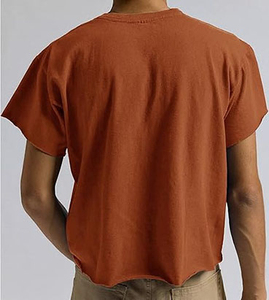 New Design Customized <b>Cropped</b> T-Shirts 100% Cotton Jersey Blank Plain Casual <b>Men</b> T Shirts Made Pakistan Cheap Price <b>For</b> Sale - Product Image 2