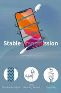 Certifié MFi Premium pour Lightning Câble USB Tresse Cordon de chargeur en gros pour iPhone iPad pour iPod Power Bank pour Car Mobile - Product Image 2