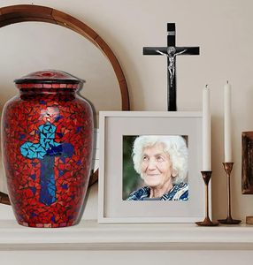 Handmade Mosaic Glass Cremation <b>Urn</b> <b>Large</b> Adult Size Burial Hand Applied Individual Tiles Unique Artwork for Funerals - Product Image 1