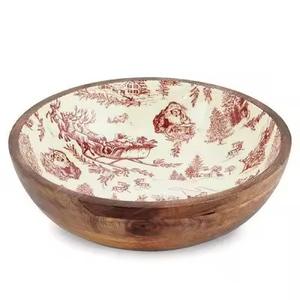 ชามสลัดเคลือบอีพ็อกซี่ลายพิมพ์เคลือบเงาแบบดั้งเดิม ผลิตในอินเดีย ออกแบบเองได้ งานแฮนด์เมด ตกแต่งสวยงาม ไม่เหมือนใคร - Product Image 2