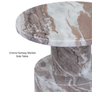 Mesa de Centro o Mesa Auxiliar o Mesita de Noche de Mármol Exótico - Mueble de Diseño Moderno con Pedestal Cilíndrico para Sala de Estar, Hotel, Spa - Product Image 3