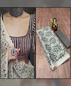 Sari Morado para una sensación real y majestuosa, Sari de algodón de uso formal fabuloso con trabajo de secuencia - Product Image 3