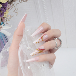 Vente en gros 24 pièces <span class=keywords><strong>Faux</strong></span> ongles en ABS Design marbré Ongles de doigt longs de ballerine à presser avec de la colle à ongles - Product Image 3