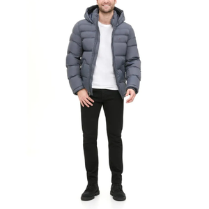 Oie matelassé bulle veste hommes bas quantité minimale de commande haute qualité toile doudoune extérieur hiver grande taille noir personnalisé marque avant - Product Image 3