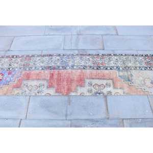 Vintage <b>Runner</b> Rug 1.9x7.5 ft, <b>Red</b> Blue Persian Rug Wool - Product Image 4
