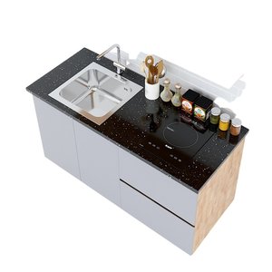 Gabinetes de Cocina Bajos Modernos de 1.4m, Madera Sólida con Madera de Caucho, Estilo Francés y Shaker, Tablero de MDF y Melamina, Tipo Isla TBD68011 - Product Image 3
