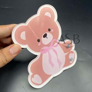 Pink Teddy Bear Acrylic Lash <b>Tile</b> With <b>Magnets</b> Custom Logo Printing Teddy Shaped <b>Tile</b> Wholesale Beauty Tool - Product Image 1