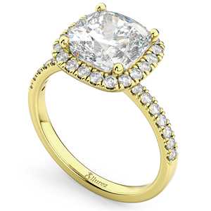 Anillo de Compromiso de Oro Amarillo de 14K con Diamante de Corte Cojín y Halo, Diamante de 2.55ct, Joyería Elegante para Boda - Product Image 2