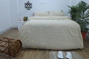 Ensemble de literie en coton délavé à la pierre de couleur naturelle à vendre, couette douce avec garantie de qualité, prix de gros - Product Image 4