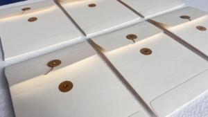 Sobres reciclados de marfil con botón y corbata de yute Sobres de corbata ecológicos Papel de marfil reciclado - Product Image 4