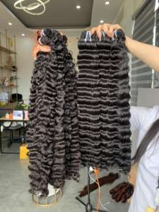 Perruques en cheveux humains vierges Remy vietnamiens, trame simple, ondulées effet océan, sans nœuds, sans perte de cheveux - Product Image 2