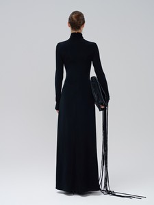 Precio de fábrica Vestidos largos Mujeres Cuello alto Meryl Kint Vestido Tela ecológica Ropa de mujer Whiteant Fabricante de Vietnam - Product Image 5