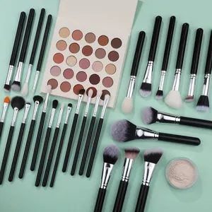 E-Layli Black 40pcs Wood Handle Face Makeup Brushes Set Foundation Eye Shadows Cosmetic Brushes Make Up Brochas Maquillaje