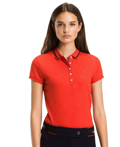 Camisetas Polo de Mujer de Color Rojo con Logotipo Personalizado OEM, Camisetas Polo de Manga Corta para Mujer, Ropa de Calle Informal de Verano - Product Image 1