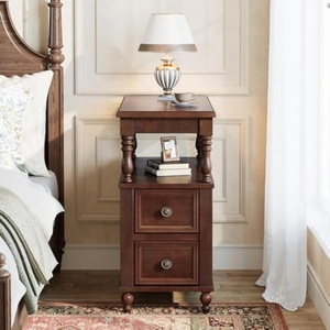 Table de chevet Darby en bois massif de haute qualité avec couleur marron et 2 tiroirs équipés pour une utilisation en intérieur - Product Image 2