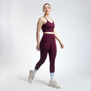 New Fashion High Impact Yoga sets bra and Gym Leggings Set Custom logo Seamless Workout sports Leggings Set for Women - Product Image 1