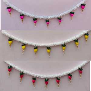 Hermosa tendencia jazmín Lotus Toran puerta Bnadarwal, ventana cenefa templo telón de fondo, escenario telón de fondo, Haldi telón de fondo Mehendi - Product Image 2