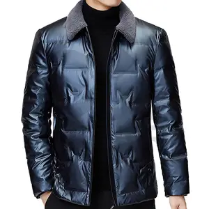 Venta al por mayor de la industria de tendencia de los hombres chaqueta gruesa brillante Parkas chaqueta impermeable Puffer capa de lluvia