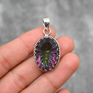 Pendentif Topaze Mystique en Argent Sterling 925 Fait Main, Collier en Pierre Précieuse, Cadeau de Bijoux pour Elle et pour Enfants, Haute Qualité pour Usage Quotidien - Product Image 2