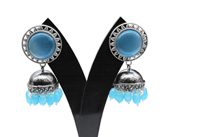 Good Quality <b>Black</b> Antique Polish Stone Stud Beads Jhumka <b>Earring</b> available in Beautiful Color Beads <b>for</b> <b>Women</b> and Girls - Product Image 2