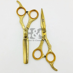 New Golden Scissors Straight Sharp Stainless Steel Hair Cutting Thinning Scissors <b>Set</b> Gold <b>Barber</b> Shears Beauty Scissors - Product Image 1