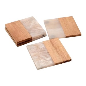 Juego de posavasos de té de madera de suministro de fábrica, 4 piezas, alfombrillas de mármol cuadradas clásicas, almohadillas para tazas de bebidas de La India por Artesanías de dirección - Product Image 2
