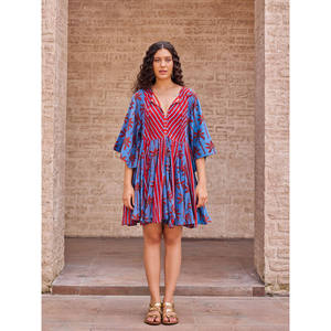 Robe midi en coton fleuri Anaya avec volants pour les fêtes - Product Image 2