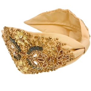 Nouveau bandeau ethnique indien brodé à la main avec nœud supérieur et perles pour filles et femmes, taille unique - Product Image 1